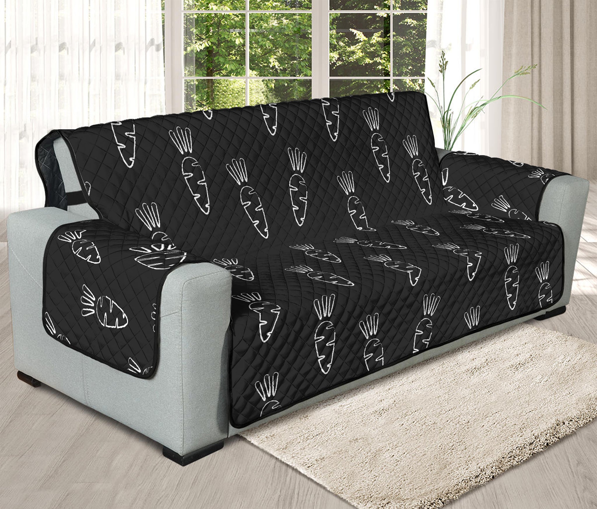 Black And White Carrot Pattern Print Oversized Sofa Protector