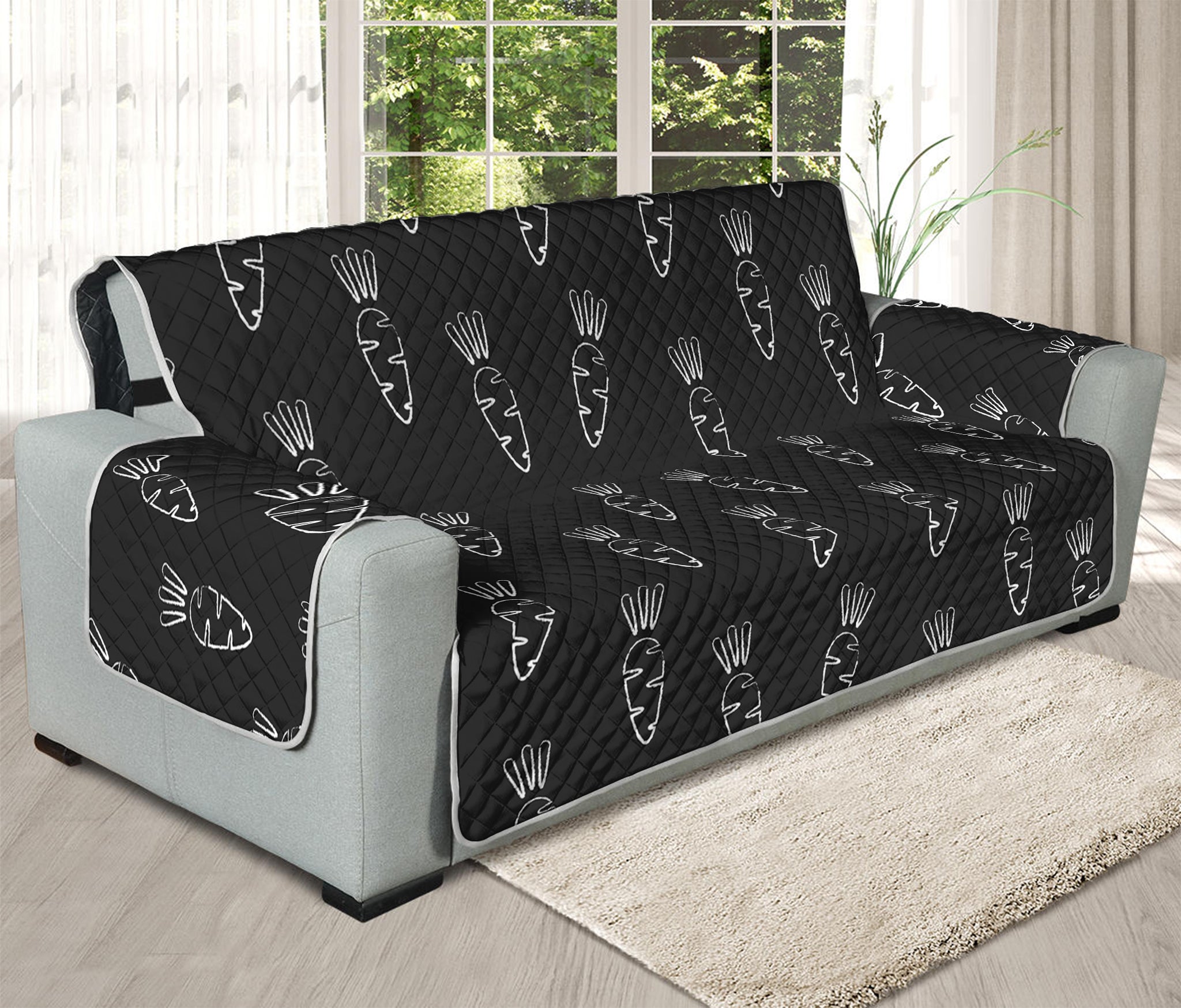 Black And White Carrot Pattern Print Oversized Sofa Protector