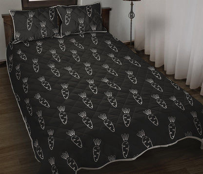 Black And White Carrot Pattern Print Quilt Bed Set