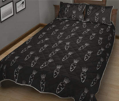 Black And White Carrot Pattern Print Quilt Bed Set