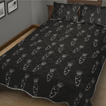 Black And White Carrot Pattern Print Quilt Bed Set
