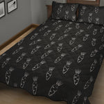 Black And White Carrot Pattern Print Quilt Bed Set