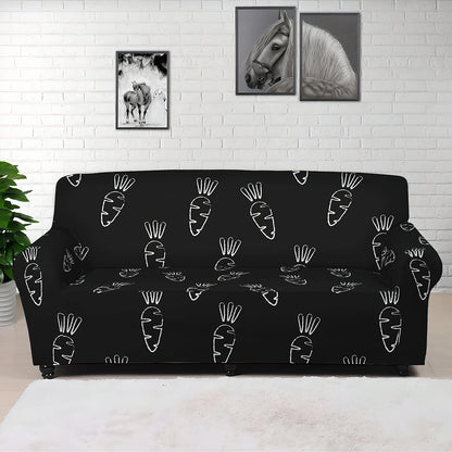 Black And White Carrot Pattern Print Sofa Cover
