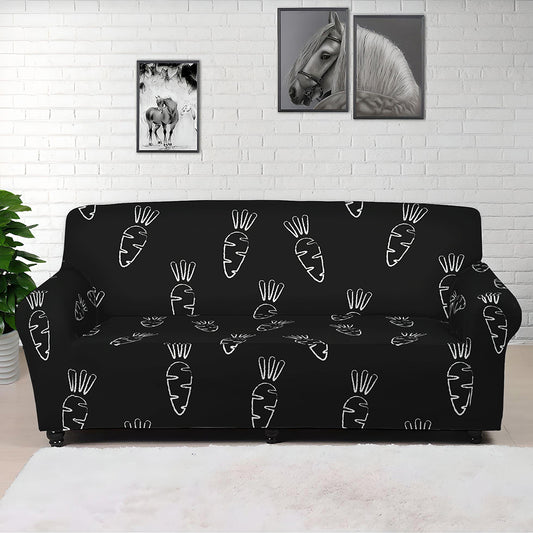 Black And White Carrot Pattern Print Sofa Cover