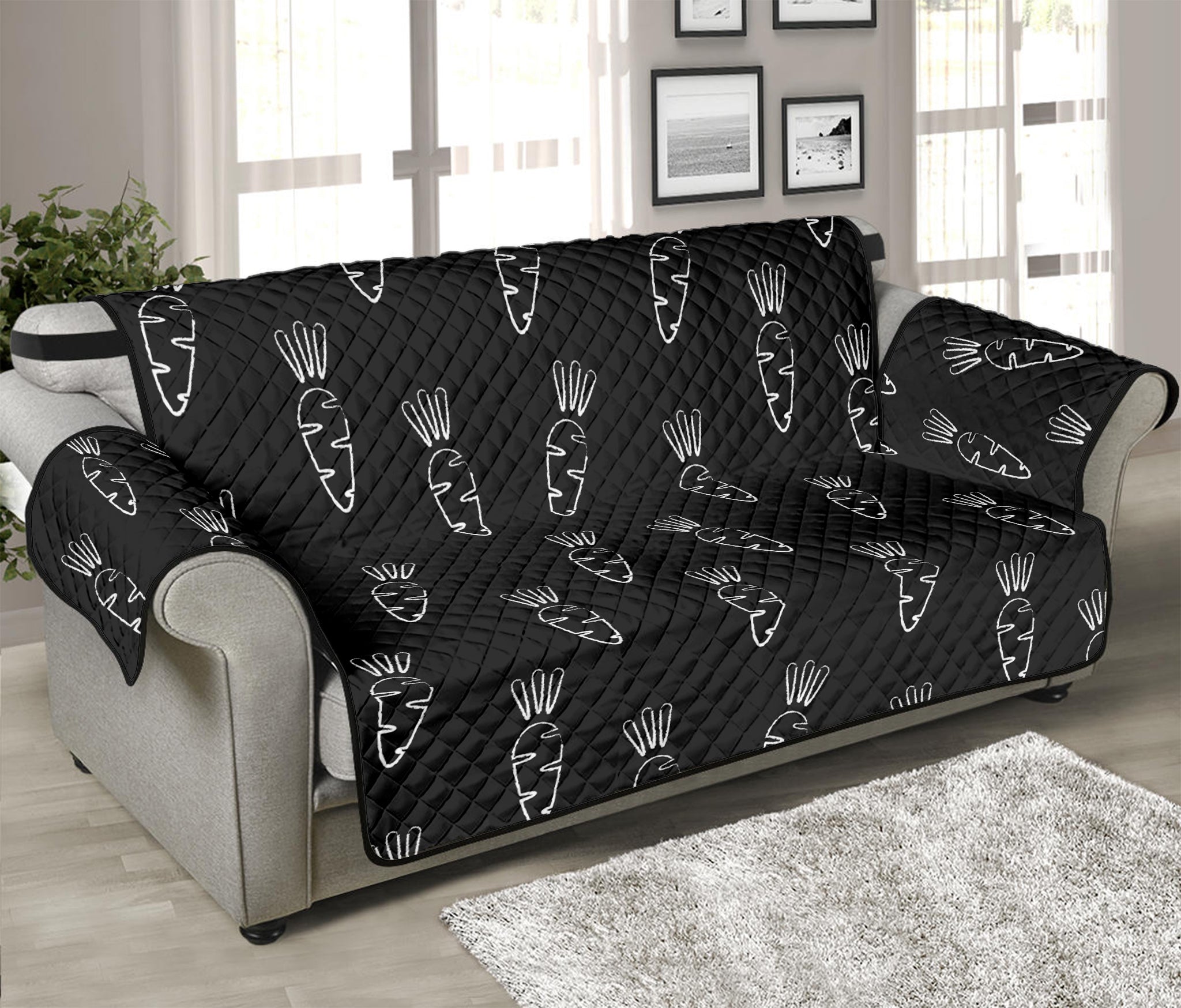 Black And White Carrot Pattern Print Sofa Protector