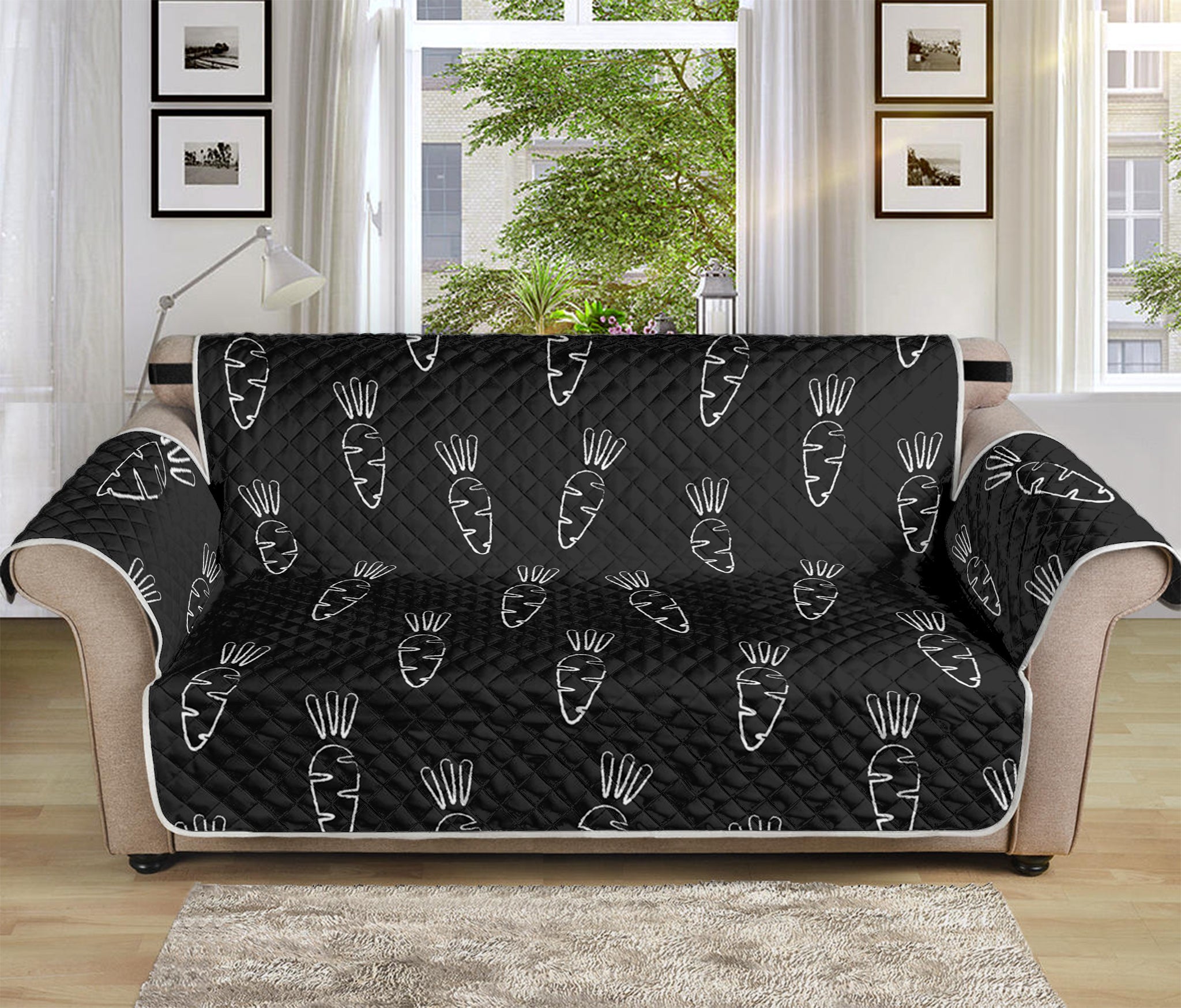 Black And White Carrot Pattern Print Sofa Protector