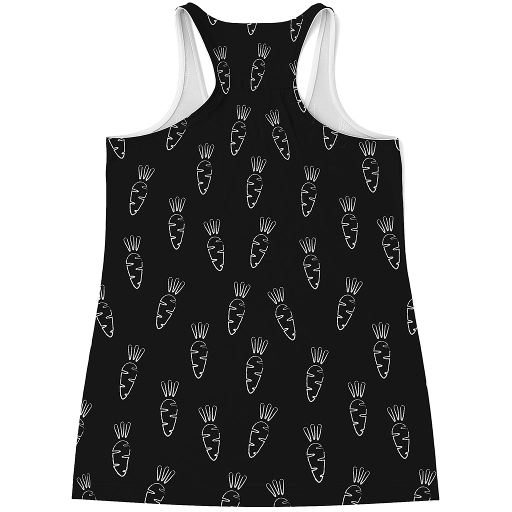 Black And White Carrot Pattern Print Women's Racerback Tank Top