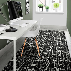 Black And White Cartoon Giraffe Print Area Rug