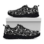 Black And White Cartoon Giraffe Print Black Sneakers