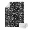 Black And White Cartoon Giraffe Print Blanket