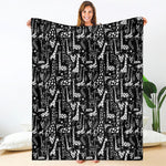 Black And White Cartoon Giraffe Print Blanket