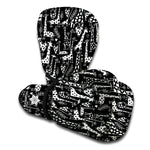 Black And White Cartoon Giraffe Print Boxing Gloves
