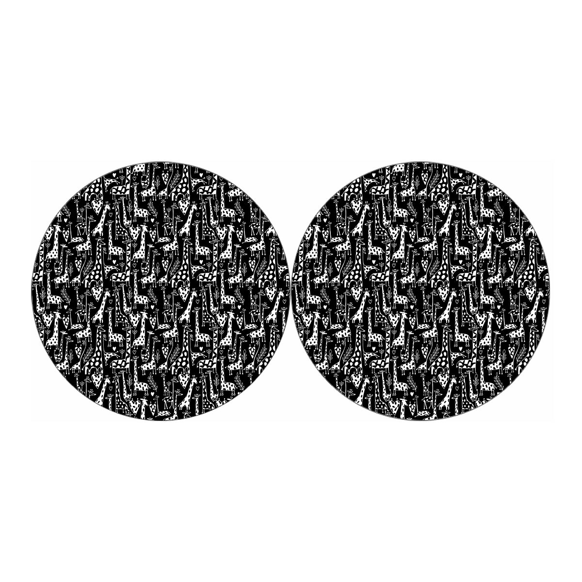 Black And White Cartoon Giraffe Print Car Coasters