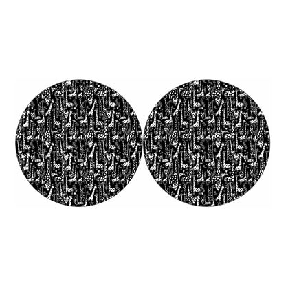 Black And White Cartoon Giraffe Print Car Coasters