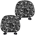 Black And White Cartoon Giraffe Print Car Headrest Covers