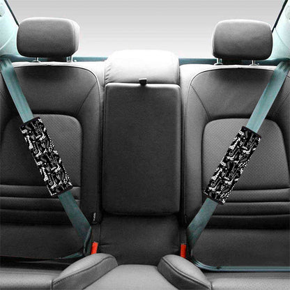 Black And White Cartoon Giraffe Print Car Seat Belt Covers
