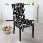 Black And White Cartoon Giraffe Print Dining Chair Slipcover