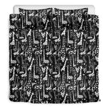 Black And White Cartoon Giraffe Print Duvet Cover Bedding Set