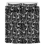 Black And White Cartoon Giraffe Print Duvet Cover Bedding Set