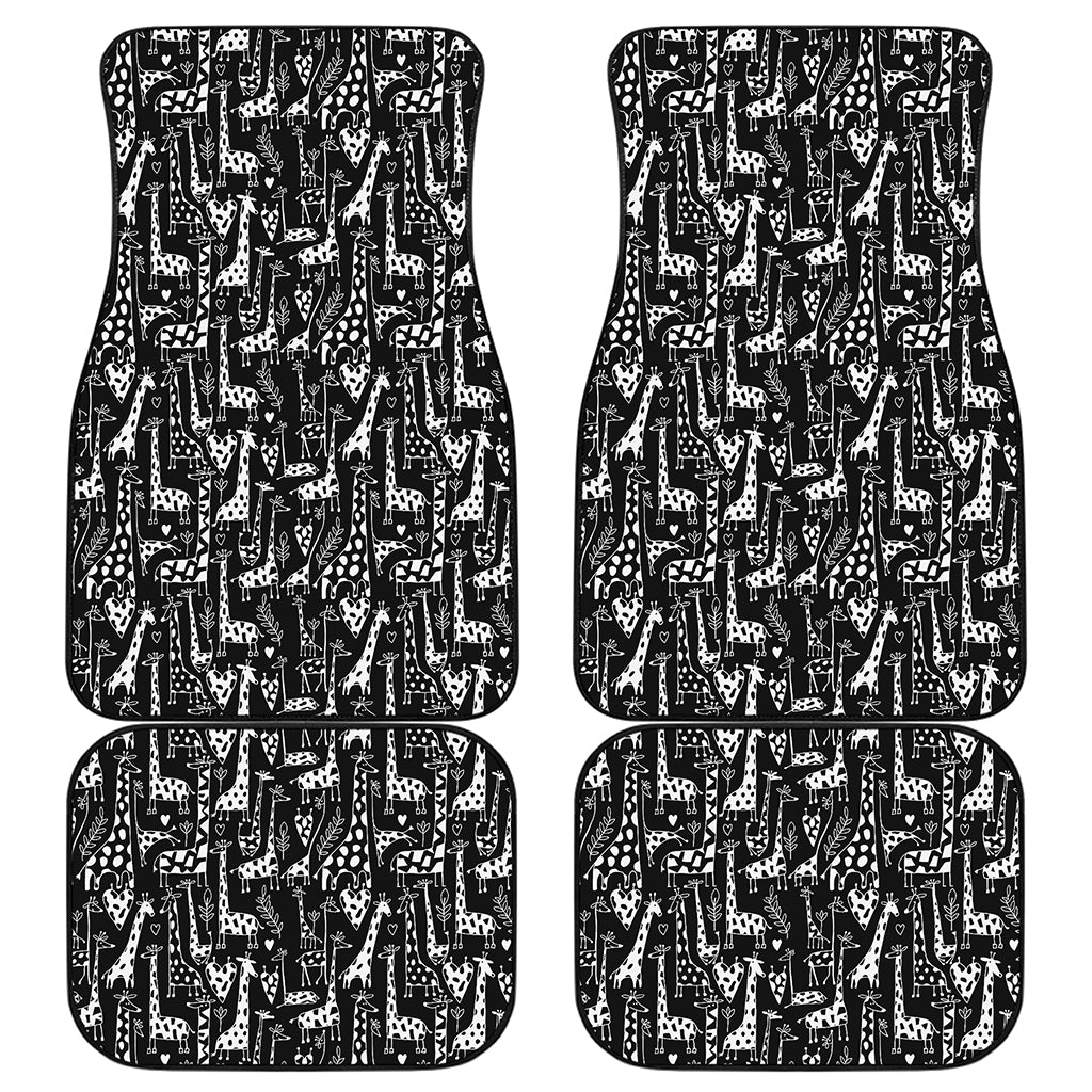Black And White Cartoon Giraffe Print Front and Back Car Floor Mats