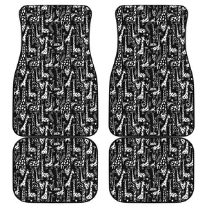 Black And White Cartoon Giraffe Print Front and Back Car Floor Mats