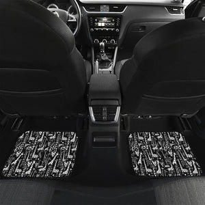 Black And White Cartoon Giraffe Print Front and Back Car Floor Mats