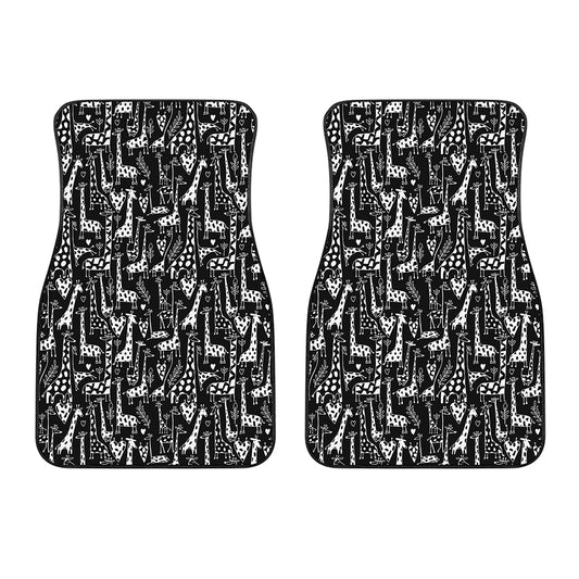 Black And White Cartoon Giraffe Print Front Car Floor Mats