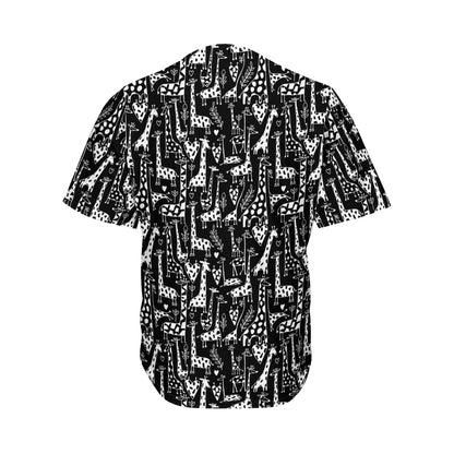 Black And White Cartoon Giraffe Print Men's Baseball Jersey