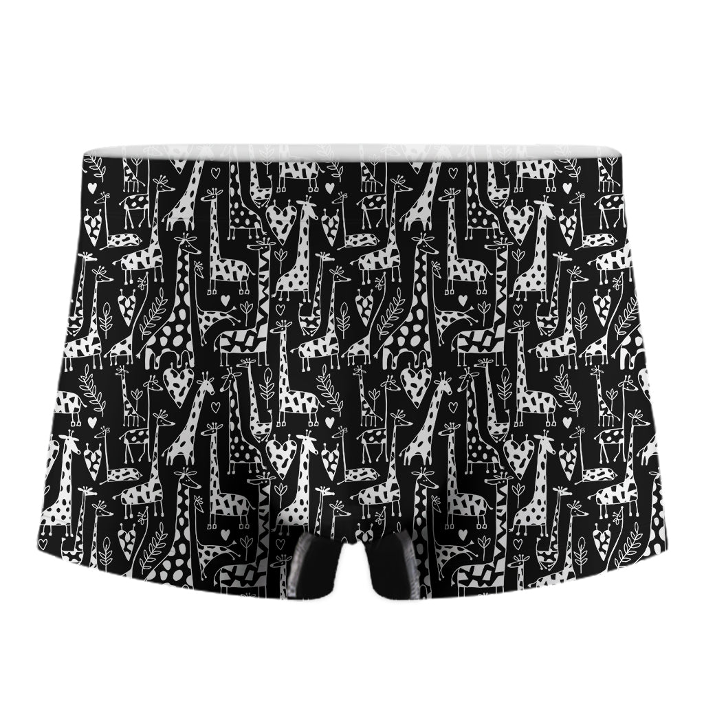 Black And White Cartoon Giraffe Print Men's Boxer Briefs