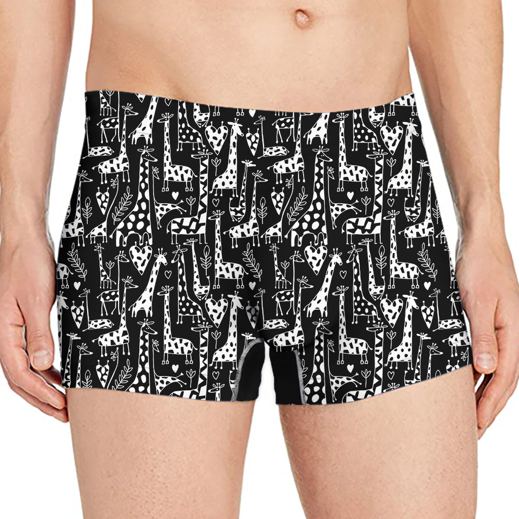 Black And White Cartoon Giraffe Print Men's Boxer Briefs