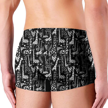Black And White Cartoon Giraffe Print Men's Boxer Briefs