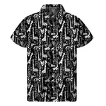 Black And White Cartoon Giraffe Print Men's Short Sleeve Shirt