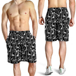 Black And White Cartoon Giraffe Print Men's Shorts