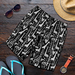 Black And White Cartoon Giraffe Print Men's Shorts