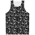 Black And White Cartoon Giraffe Print Men's Tank Top