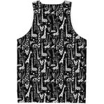 Black And White Cartoon Giraffe Print Men's Tank Top