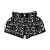 Black And White Cartoon Giraffe Print Muay Thai Boxing Shorts