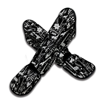 Black And White Cartoon Giraffe Print Muay Thai Shin Guard