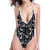 Black And White Cartoon Giraffe Print One Piece High Cut Swimsuit