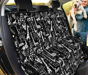 Black And White Cartoon Giraffe Print Pet Car Back Seat Cover