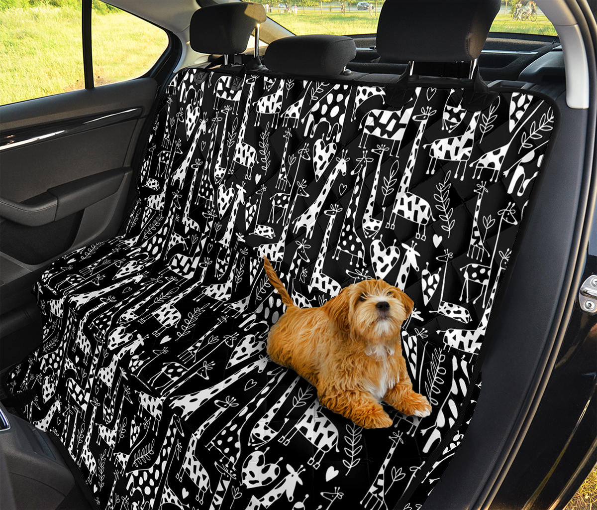 Black And White Cartoon Giraffe Print Pet Car Back Seat Cover