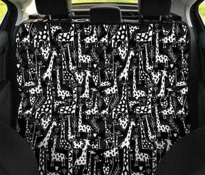 Black And White Cartoon Giraffe Print Pet Car Back Seat Cover