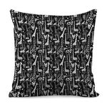 Black And White Cartoon Giraffe Print Pillow Cover