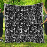 Black And White Cartoon Giraffe Print Quilt