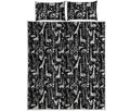 Black And White Cartoon Giraffe Print Quilt Bed Set