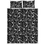 Black And White Cartoon Giraffe Print Quilt Bed Set