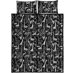 Black And White Cartoon Giraffe Print Quilt Bed Set