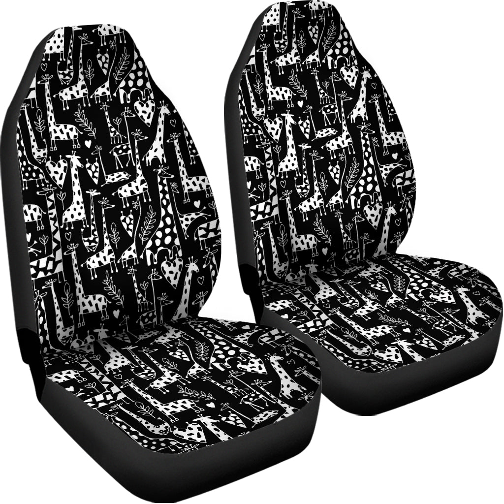 Black And White Cartoon Giraffe Print Universal Fit Car Seat Covers