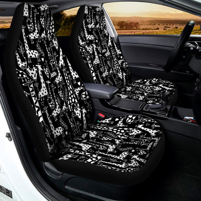Black And White Cartoon Giraffe Print Universal Fit Car Seat Covers