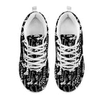 Black And White Cartoon Giraffe Print White Sneakers